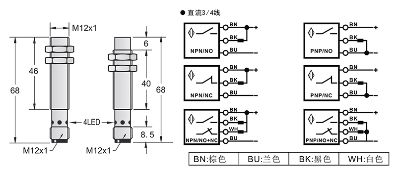 M12-M12金屬感應面接近開關