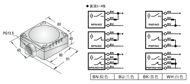 Q80方形電感式接近開關
