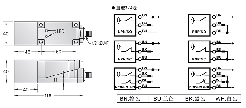 Q40接頭式方形電感式接近開關
