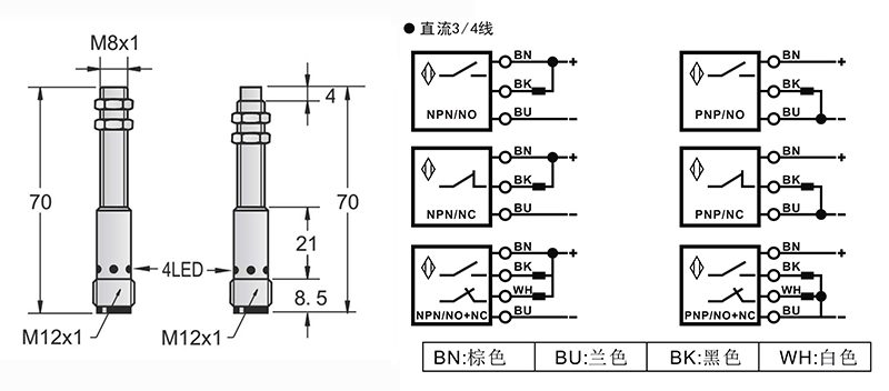 M8-M12 70mm接近開關