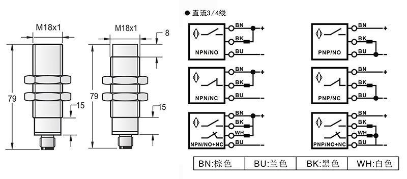M18模擬量電流輸出 接頭式接近開關