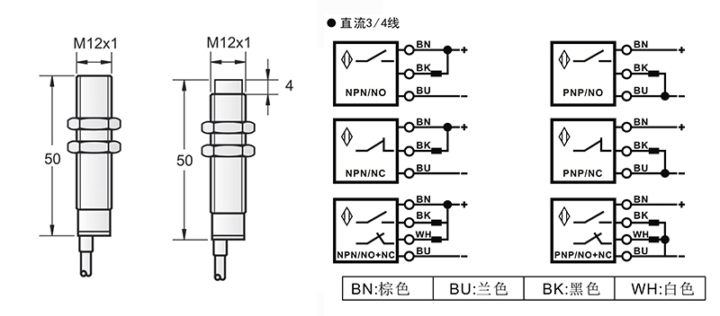 M12模擬量電壓輸出出線式接近開關